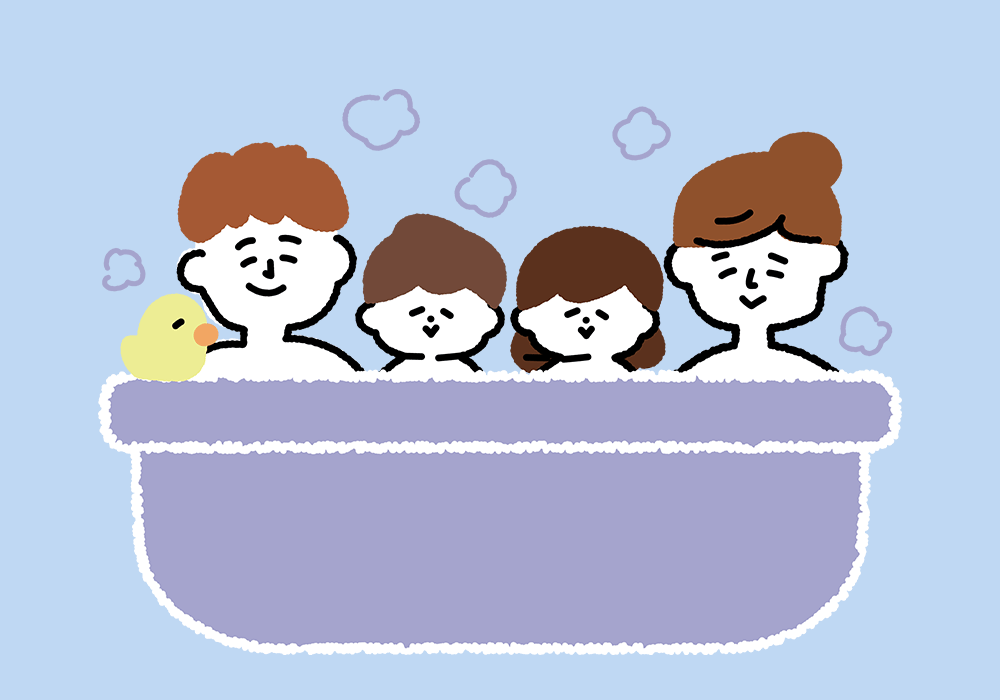 みんなでお風呂に入る家族